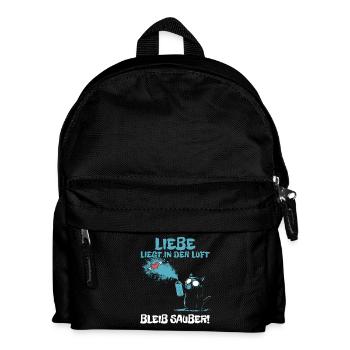 Liebe liegt in der Luft - Katze mit Gasmaske - Kinder Rucksack - Schwarz - Vorne