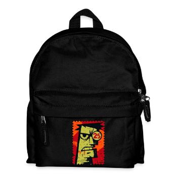 Angry guy with monocle as a stamp - Kids' Backpack - black - Front