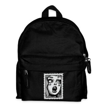 Comicfrau im Schock – Pop-Art Briefmarke - Kinder Rucksack - Schwarz - Vorne