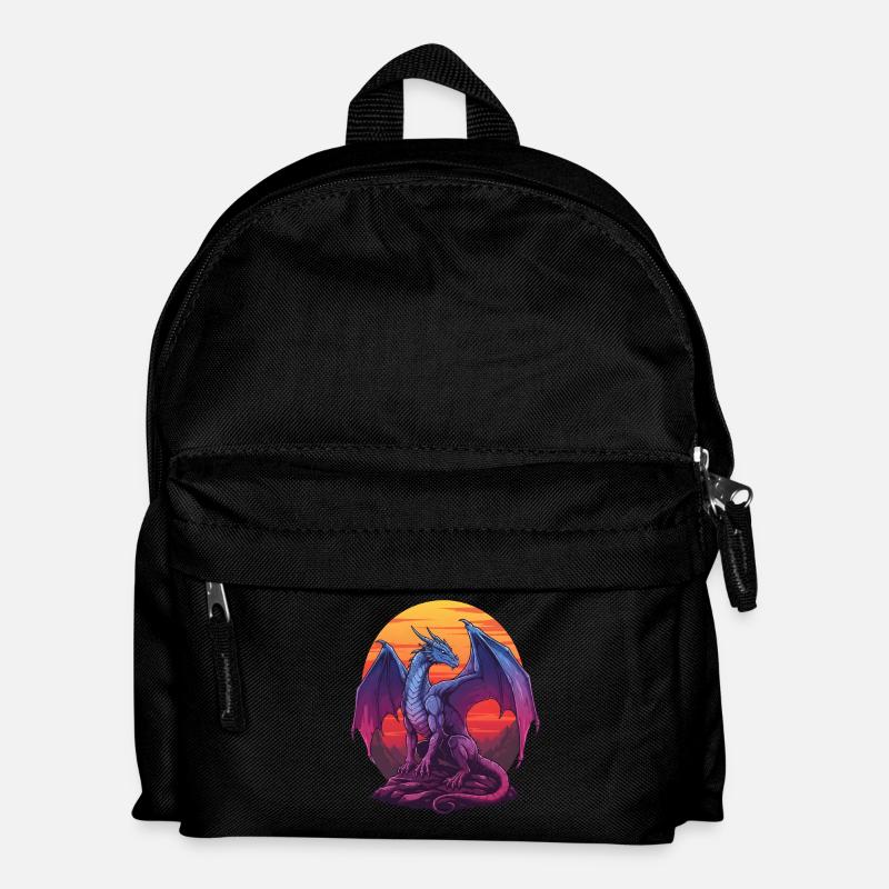 Blauer Drache Sonnenuntergang - Kinder Rucksack - Schwarz