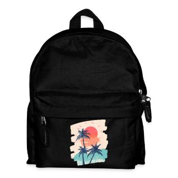 Beach Palm Trees Sunset Summer - Kids' Backpack - black - Front