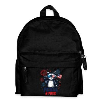 Waschbär Wild & Frei Rot Weiß Wild 4. Juli - Kinder Rucksack - Schwarz - Vorne