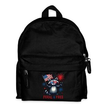 Waschbär Wild & Frei Weiß Und Wild 4. Juli - Kinder Rucksack - Schwarz - Vorne