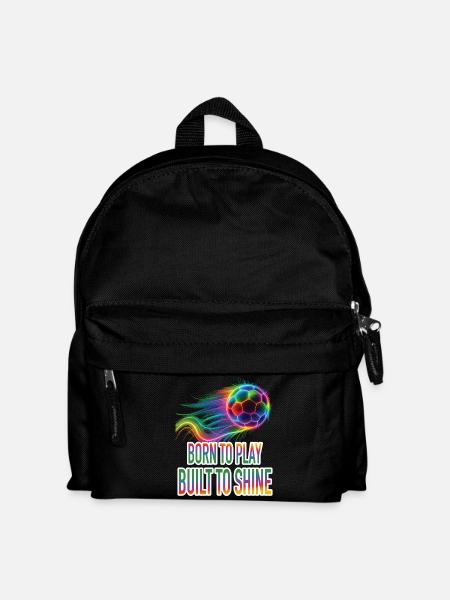 Soccer Ball - Neon Rainbow Football Sport - Kids' Backpack - black