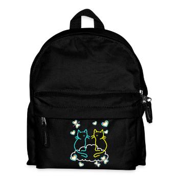 Retro Katzen Katze Kinder Mädchen Jungen Teenies - Kinder Rucksack - Schwarz - Vorne