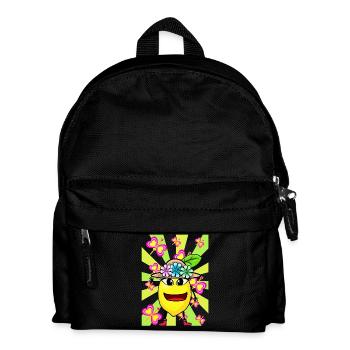 Retro Zitrone Kinder Kind Mädchen Jungen Obst - Kinder Rucksack - Schwarz - Vorne