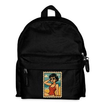 Guirlande de soleil d’été timbre-poste rétro - Sac à dos Enfant - noir - Devant