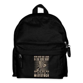 Motorrad Geschenk Biker Kurve Spruch Motocross - Kinder Rucksack - Schwarz - Vorne
