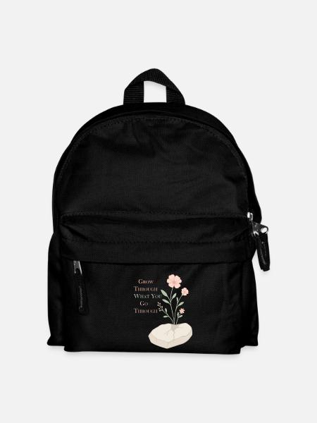 Inspirational Floral Motif - Hope and Strength - Kids' Backpack - black