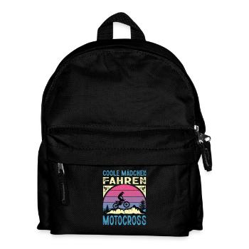Motocross Geschenk Coole Mädchen Spruch Bikerin - Kinder Rucksack - Schwarz - Vorne