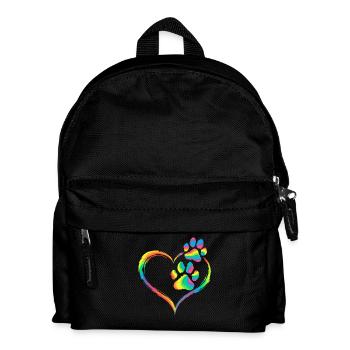 Arc en ciel coeur patte impression amour animal - Sac à dos Enfant - noir - Devant
