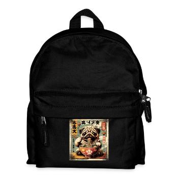 Ramen Mops Hund Grunge Poster Style - Kinder Rucksack - Schwarz - Vorne