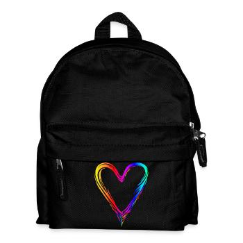 Buntes Herz Regenbogen Farbverlauf - Kinder Rucksack - Schwarz - Vorne