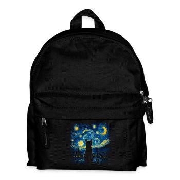 Katzen-Silhouette Sternennacht - Kinder Rucksack - Schwarz - Vorne