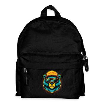 PAPA BEAR - Neon Bärenkopf Cap und Sonnenbrille - Kinder Rucksack - Schwarz - Vorne