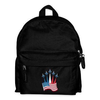 Patriotic US flag with jet aircraft - Kids' Backpack - black - Front