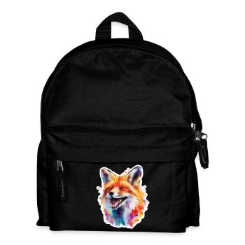 Bunter Fuchs in Aquarell - Kinder Rucksack - Schwarz - Vorne