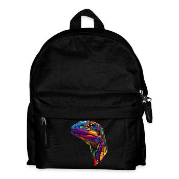 Lézard varan, reptile, dragon de Komodo, varan bagué, lézard - Sac à dos Enfant - noir - Devant