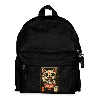 Dark Waving Cat with Skulls - Kids' Backpack - black - Front