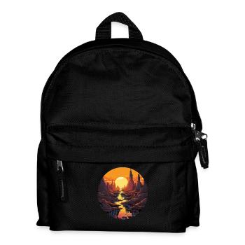 Sonnenuntergang Im Canyon Mit Fluss Und - Kinder Rucksack - Schwarz - Vorne