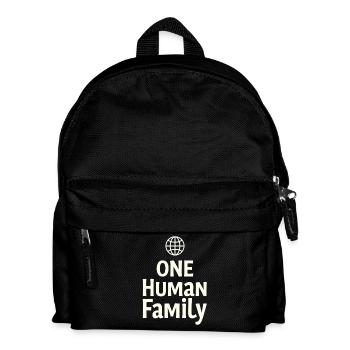 ONE HUMAN FAMILY Globus Zusammenhalt - Kinder Rucksack - Schwarz - Vorne