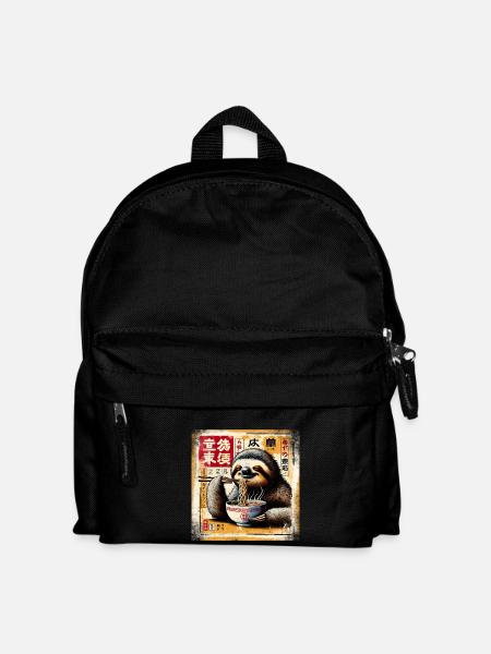 Faultier Ramen Grunge Poster Style - Kinder Rucksack - Schwarz