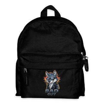 Loup cool avec lunettes de soleil et veste en cuir - salle de bain - Sac à dos Enfant - noir - Devant