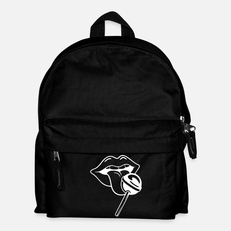 Verspielte Lollipop Lippenillustration - Kinder Rucksack - Schwarz