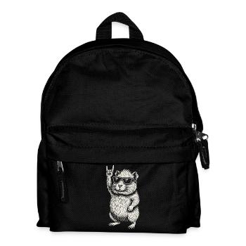Rock Music Funny Heavy Metal Retro Guinea Pig - Kids' Backpack - black - Front