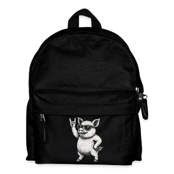 Funny Pig Rock Music Heavy Metal Vibes - Kids' Backpack - black - Front