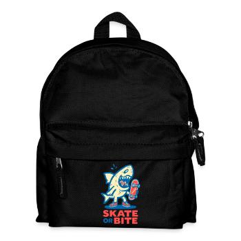 Comic-Hai mit Skateboard und Spruch - Kinder Rucksack - Schwarz - Vorne