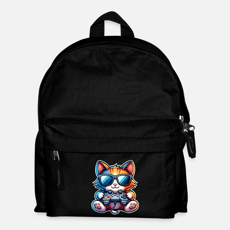 Katze Gaming Gamer - Kinder Rucksack - Schwarz