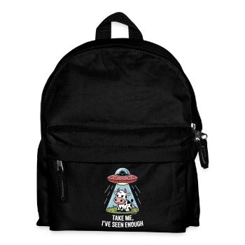 Kuh mit UFO und Lichtstrahl Alien Entführung - Kinder Rucksack - Schwarz - Vorne
