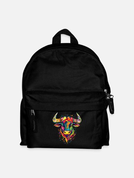 Stier Bulle Ochse Rind Bauernhof Kuh Taurus Bullen - Kinder Rucksack - Schwarz