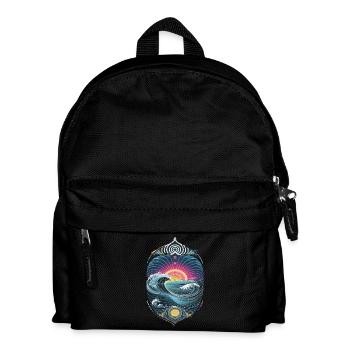 Faszinierende Wellen und Sonnenaufgang im - Kinder Rucksack - Schwarz - Vorne