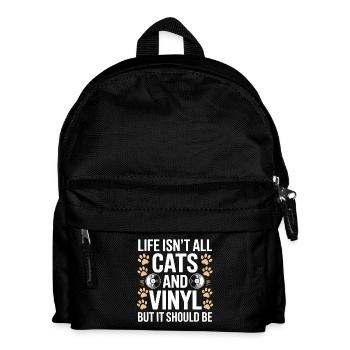 Vinyl Saying Cats Vinyl Record Vinyl Gift - Kids' Backpack - black - Front