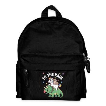 Zum Rave EDM Einhorn Faultier Reiten Dinosaurier - Kinder Rucksack - Schwarz - Vorne