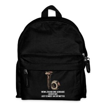 If someone has a screw loose nut saying - Kids' Backpack - black - Front