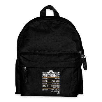 Mechaniker-Stundensatz – Lustige Garagenregeln - Kinder Rucksack - Schwarz - Vorne