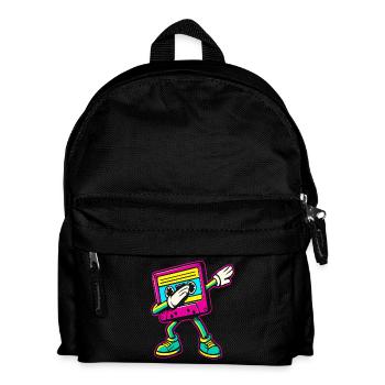 80er 90er Jahre Kassette Dabbing - Kinder Rucksack - Schwarz - Vorne