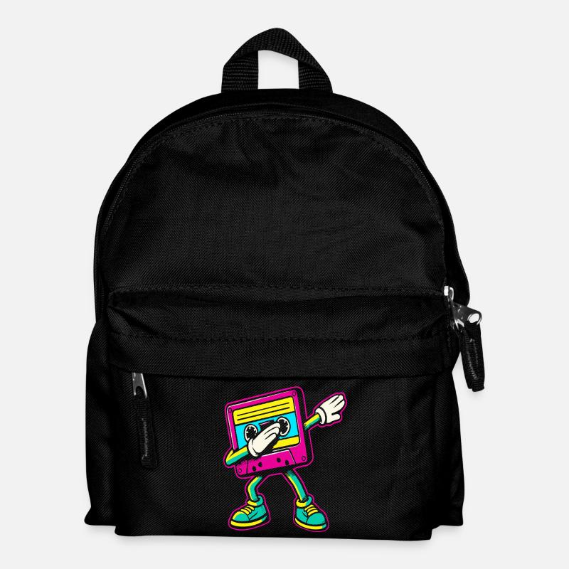 80er 90er Jahre Kassette Dabbing - Kinder Rucksack - Schwarz
