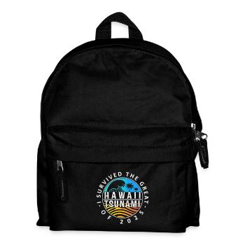 Hawaii Tsunami Survival Badge - Kids' Backpack - black - Front