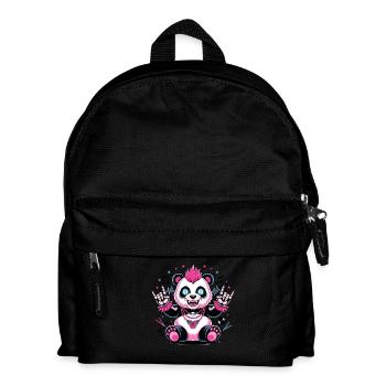 Punk Panda Rockt Die Bühne Mit Energie Und Stil - Kinder Rucksack - Schwarz - Vorne