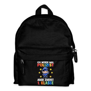 Polizist Erste Klasse Einschulung Schulkind - Kinder Rucksack - Schwarz - Vorne