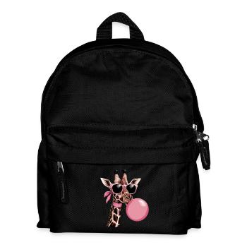 Lustige rosa Giraffe mit Brille und Blase - Kinder Rucksack - Schwarz - Vorne
