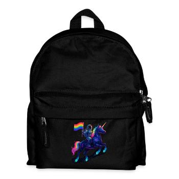 Astronaute sur licorne avec drapeau arc-en-ciel - Sac à dos Enfant - noir - Devant