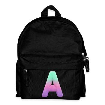 A Buchstabe mi Fell Effekt und Pastell Farbverlauf - Kinder Rucksack - Schwarz - Vorne
