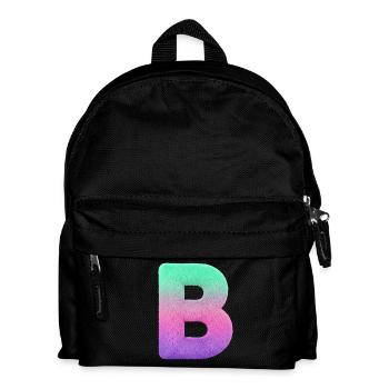 Buchstabe B mit Fell und Pastell Farbverlauf - Kinder Rucksack - Schwarz - Vorne
