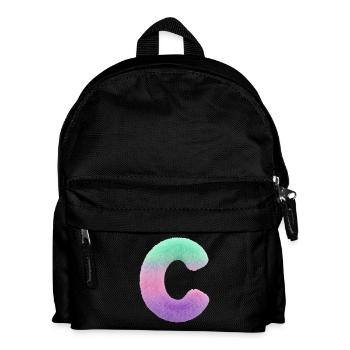 Buchstabe C in Fell Optik und Farbverlauf - Kinder Rucksack - Schwarz - Vorne