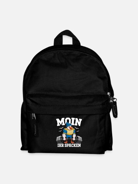 Moin Ihr Spacken Lustige Möwe Gewichtheben - Kinder Rucksack - Schwarz